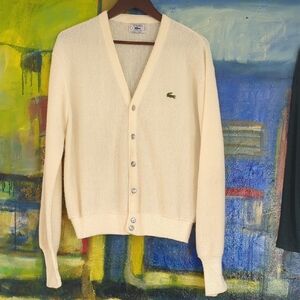 Lacoste Men's Cream Cardigan Sweater